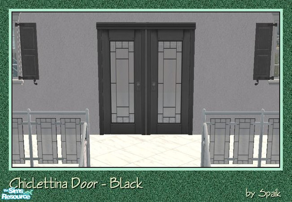 Sims 2 — Chiclettina Door - Black by Spaik — Recolour in black of Maxis Chiclettina "Mauritania" Beveled Glass