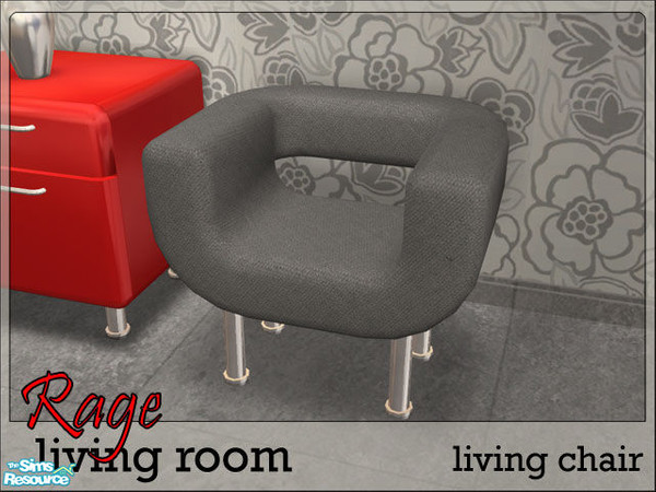 Sims 2 — 'Rage' Living Chair by prin6je — Living chair with dark grey cushioning and shiny chrome legs.