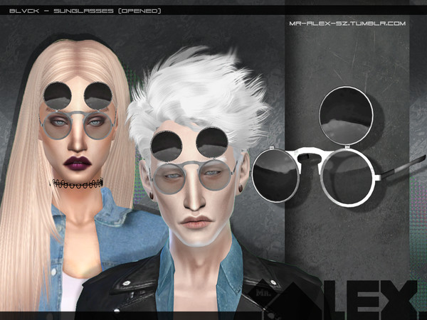 Sims 4 — Blvck sunglasses (Opened) by MrAlex3 — 3 colors both genders teen to elder HD Textures 