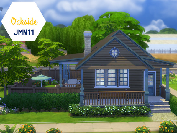 Sims 4 — Oakwood by jmn11 — A bungalow style inspired house with 2 bedrooms, 1 bathroom, open plan living area and