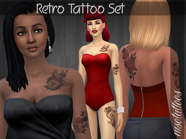 Sims 4 — Traditional Tattoos for Females (Set) by luvjake_ — Six different tattoos. The's a possibility of having all of