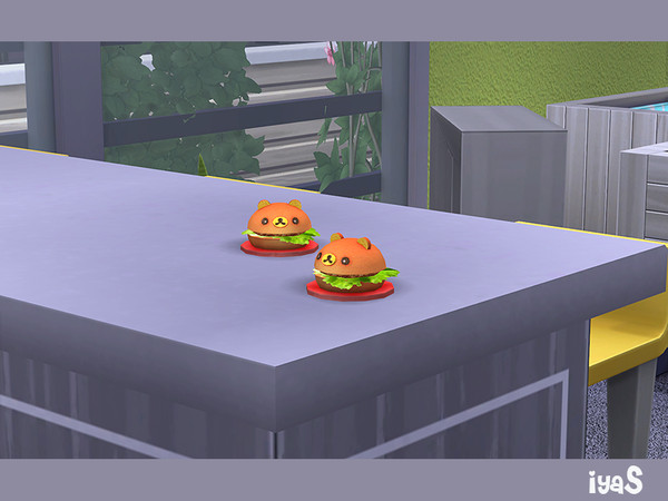 Sims 4 — Bear Hamburger by soloriya — Cute small hamburger, which looks like a kawaii bear. The best addition for your