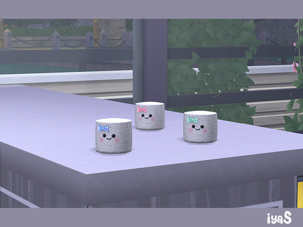 Sims 4 — Marshmallow by soloriya — Little marshmallow with smile and small bow. Part of Kawaii set. Category: Decorative