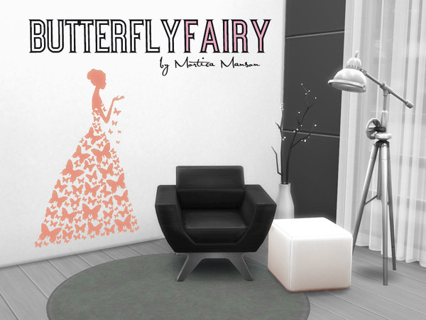 Sims 4 — Wallstencil The Butterflyfairy by MorticaManson — This wallstencil includes 4 swatches: black, pink and two