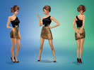 Sims 4 — Gold sequin dress by Linxie2 — Black and gold sequin dress with gold butterfly belt buckle