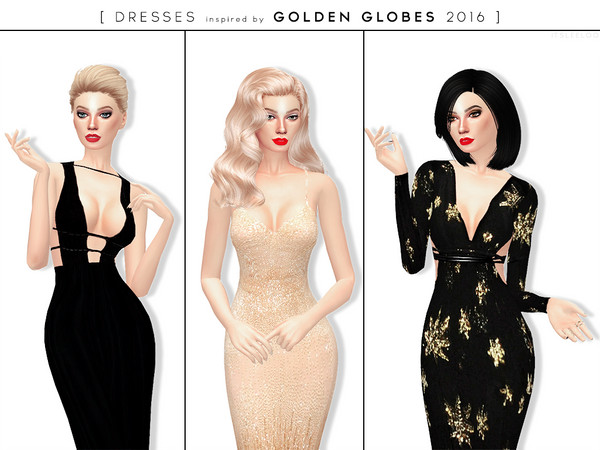 Sims 4 — Golden Globes [2016] Dresses by itsleeloo — Dresses inspired by Golden Globes 2016. 6 dresses total. Dresses
