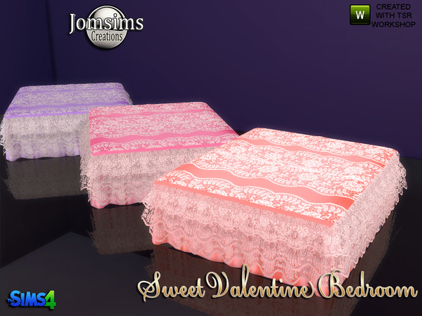 Sims 4 — sweet valentine bed blanket by jomsims — sweet valentine bed blanket deco