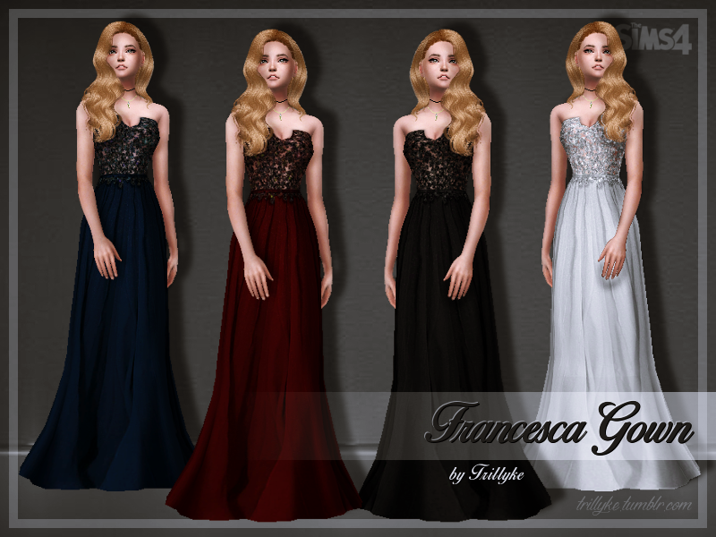 The Sims Resource - Trillyke - Francesca Gown - mesh needed