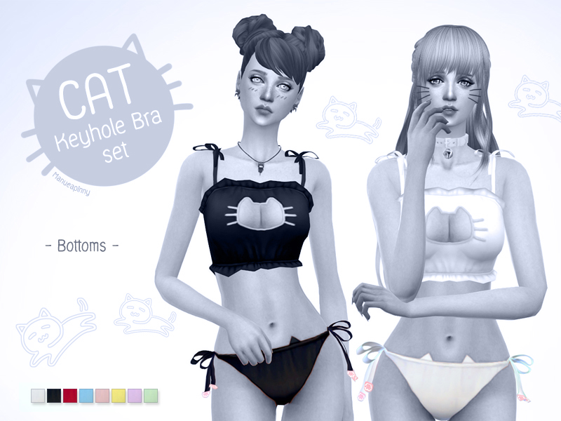 The Sims Resource - manueaPinny - Cat keyhole bra (Bottoms)