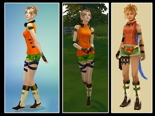 Sims 4 — Rikku FFX look - Get Together needed by majdarts — It consist of 5 files which were made to bring Final Fantasy
