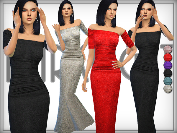 The Sims Resource - Metallic Stretch-Jersey Gown