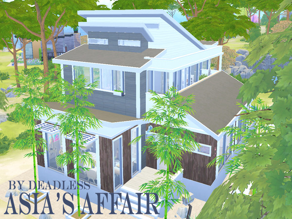 Sims 4 — Asia's Affair by Deadless — This modern, Asian inspired house is the best choice for a young adult couple who