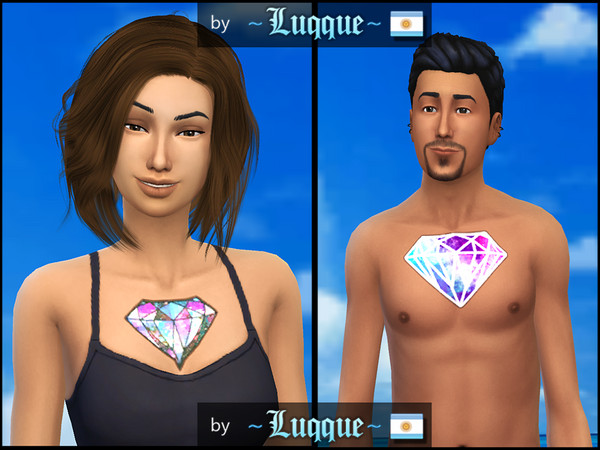 Sims 4 — Galaxy Diamond Tattoo - Male and Female by Luqque — This mod will add a diamond-shaped galaxy to tattoo your