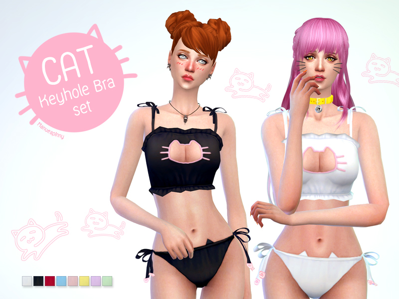 The Sims Resource - manueaPinny - Cat keyhole bra set
