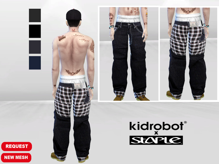 Men's Slim Fit Patchwork Jeans Hip Hop Straight with Zip Cargo Denim Pants  | eBay