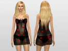 Sims 4 — Valentine Sheer Tube Dress - mesh needed by kmercer12 — Sheer black tube dress with hearts. Bra/pasties and