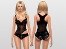Sims 4 — Valentine's Tina Outfit by kmercer12 — Black simi-sheer top with daisy duke cut shorts. Found under sleepwear.