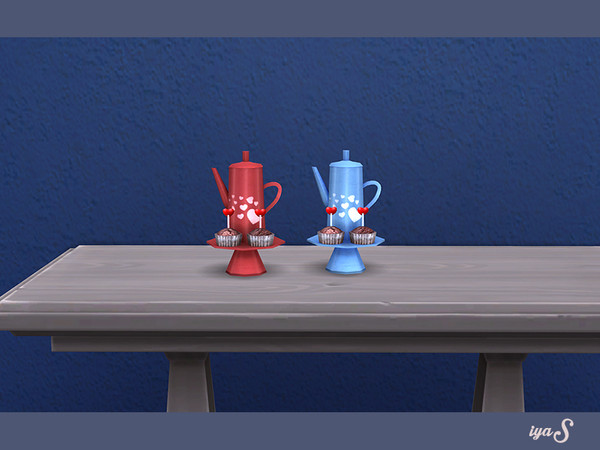 Sims 4 — Romantic Teapot with Cupcakes by soloriya — This simple teapot with cupcakes will show your romantic mood. Part