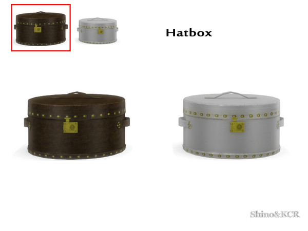 Sims 4 — Under Stair Deco - Hat Box by ShinoKCR — Leather Hatbox with Brass Ornaments