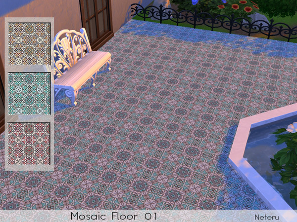 Sims 4 — Mosaic Floor 01 by Neferu2 — Mosaic floor_3 color options