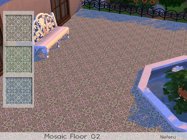 Sims 4 — Mosaic Floor 02 by Neferu2 — Mosaic floor_3 color options