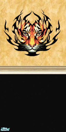 Sims 2 — fantasy 4 by skinflin — marble gold/black base cream moulding tiger flame