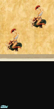 Sims 2 — fantasy  by skinflin — marble gold/black base cream moulding.bucking bull cow girl