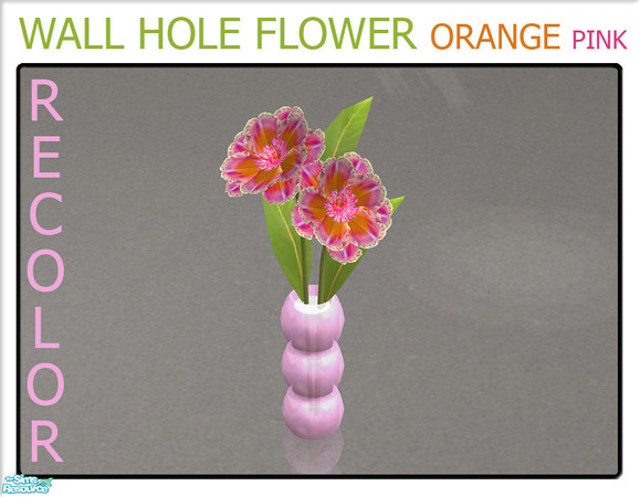 Sims 2 — Wall Hole Flower - Orange Pink by linegud — A recolor of my flower for my wall hole shelf - or just for
