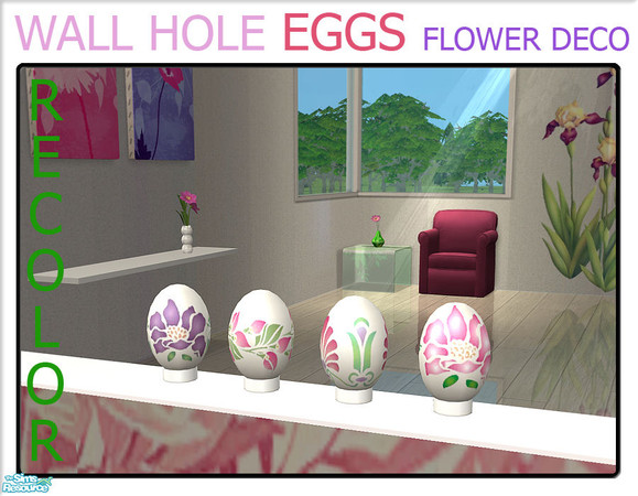 Sims 2 — Wall Hole eggs - Flower deco by linegud — A batch of recolors of my eggs for my wall hole shelf - or just for