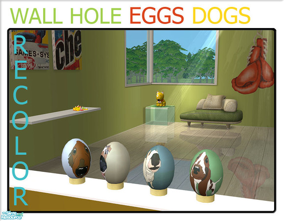 Sims 2 — Wall Hole eggs - Dogs by linegud — A batch of recolors of my eggs for my wall hole shelf - or just for