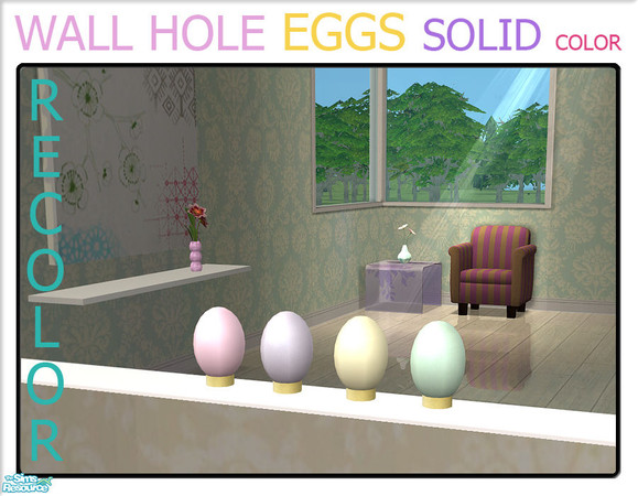 Sims 2 — Wall Hole eggs - Solid colors by linegud — A batch of recolors of my eggs for my wall hole shelf - or just for