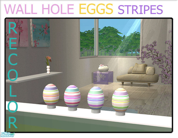 Sims 2 — Wall Hole eggs - Stripes by linegud — A batch of recolors of my eggs for my wall hole shelf - or just for