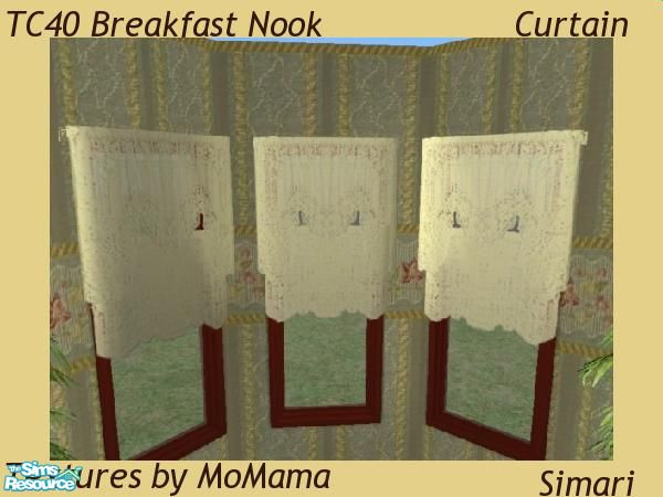 Sims 2 — TC40 Breakfast Nook - Curtains by simari — Recolor of Antique Lace curtains. Just the faintest hint of green.