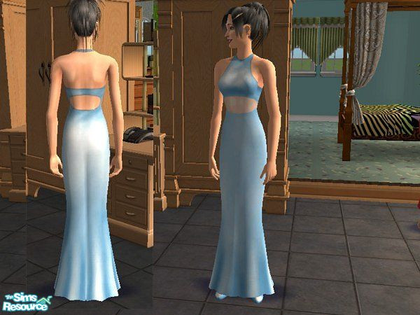 Sims 2 — Lt Blue Night Gown by LadyDeluxe — Satin made into a beautiful gown to wear to bed.