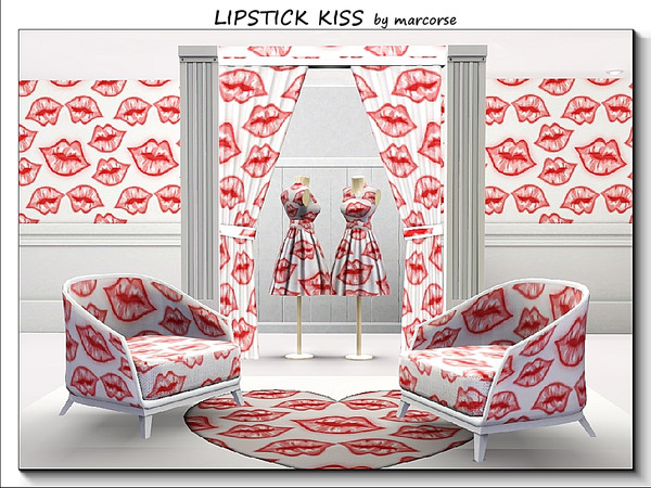 Sims 3 — Lipstick Kiss_marcorse by marcorse — Themed pattern: lipstick kisses for Valentine's Day.