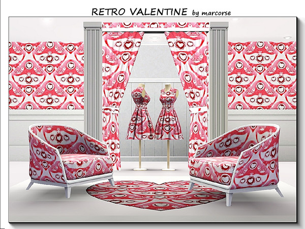 Sims 3 — Retro Valentine_marcorse by marcorse — Themed pattern: turtledoves and hearts in a retro Valentine design in