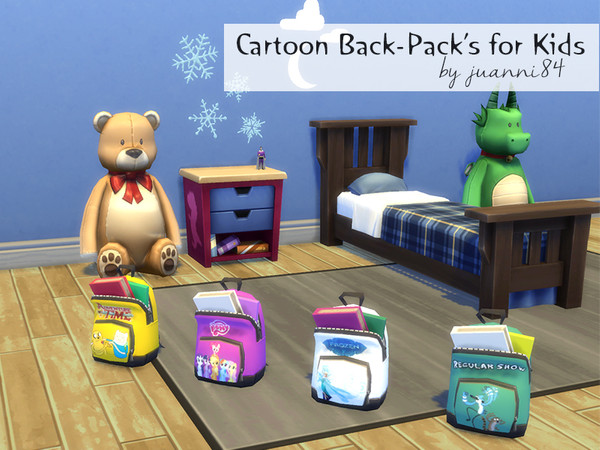 Sims 4 — Cartoon Back-pack for Kids by juanni84 — Colourful, cartoon back-packs. Great for any kids room! *Adventure Time