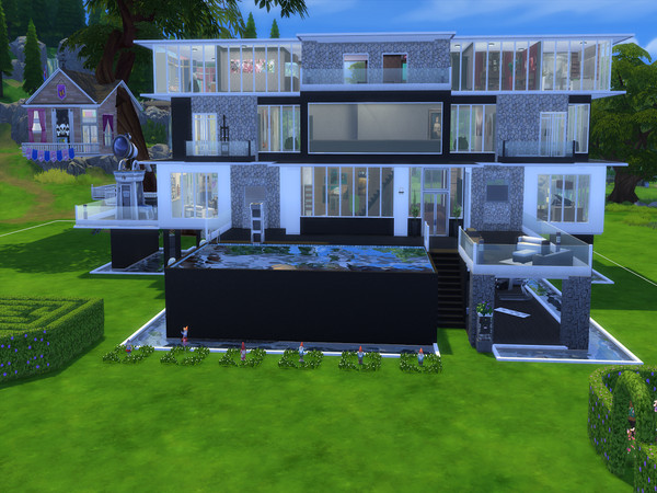 Sims 4 — Hillside Mansion by GreyLadyHelenaR — Modern mansion for your simmies! This house has 6 bedrooms and 6