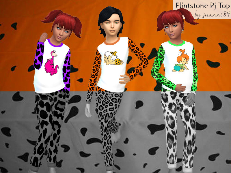Sims 4 The Sims Resource | Flintstone Pajama Top for Kids by TSR Creator