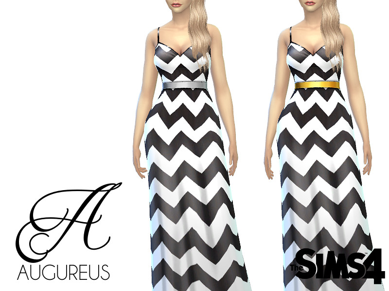 Sims 4 The Sims Resource | Chevron Maxi Dress by TSR Creator
