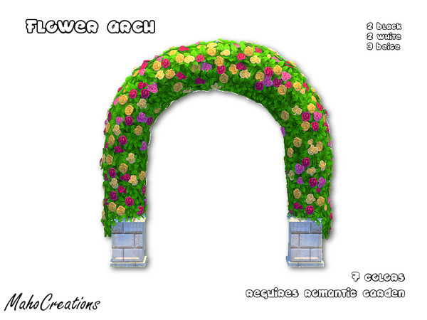 Sims 4 — Flower Arch -REQUIRES ROMANTIC GARDEN by MahoCreations — 7 colors and 3 different stone texture colors