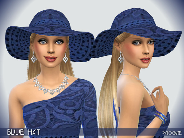 Sims 4 — BlueHat by Paogae — Classic hat, blue lace, nice and elegant. It can be matched with my BlueDress. Categories: