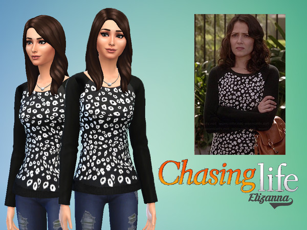 Sims 4 — Chasing life April's leopard top  by Elizanna — Inspired by the ABC show Chasing life (cancelled), it's the