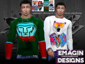Sims 4 — 4 Men Neff Long Sleeve Shirts by emagin3602 — Designed by Emagin Designs