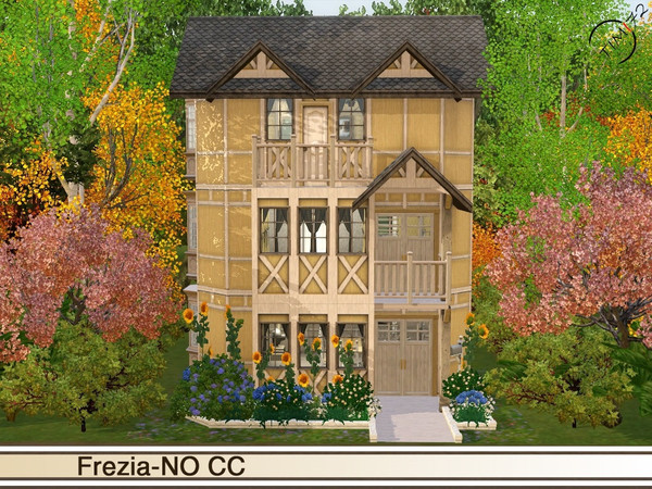 Sims 3 — Frezia by timi722 — Tiny hut on a small lot, with yellow furnishing.