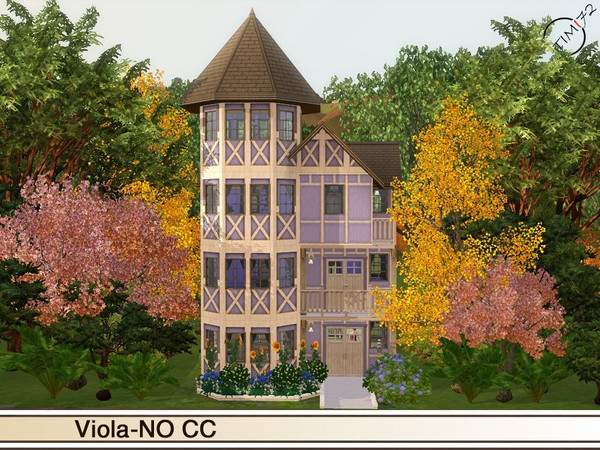 Sims 3 — Viola by timi722 — Tiny hut on a small lot, with purple furnishing.