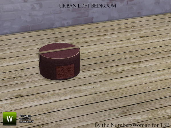 Sims 4 — Urban Loft Bedroom Leather Hat Box by TheNumbersWoman — Urban Styled used furniture for that look on a budget.