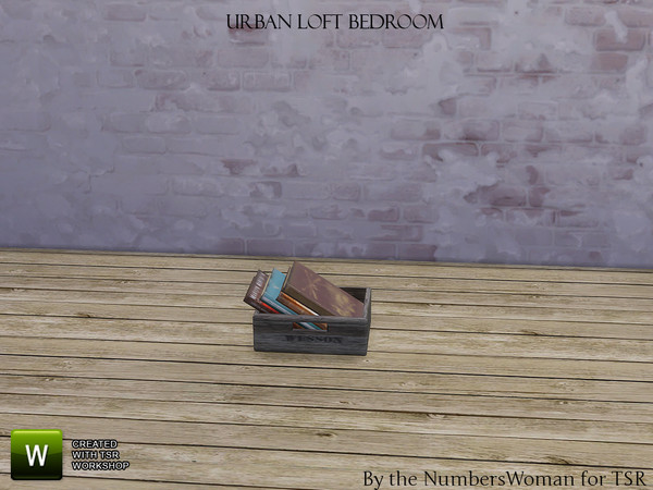 Sims 4 — Urban Loft Bedroom Book Box by TheNumbersWoman — Urban Styled used furniture for that look on a budget. This set