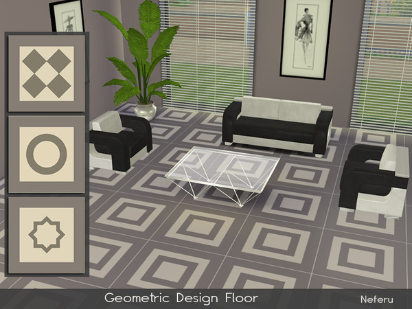 Sims 4 — Geometric Design Floor by Neferu2 — Modern geometric design floor_4 variations