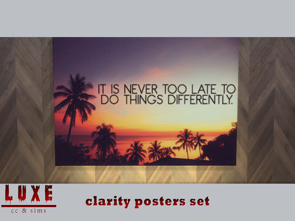 Sims 4 — Clarity posters set by luxeurbainsims — Set of four big posters No addons or expansion packs needed Recolors